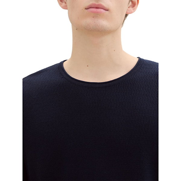 Tom Tailor Structured Roll Edge Knit Trøje Blå 2XL Mand