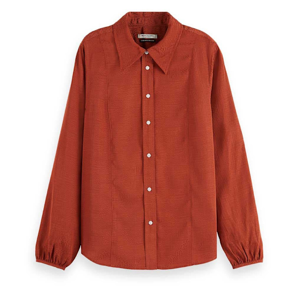 Scotch & Soda Viscose Jacquard Pitkähihainen Kauluspaita Oranssi 36 Nainen