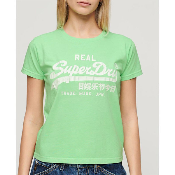 Superdry Neon Vl Graphic Fitted Ub Lyhythihainen T-paita Vihreä L Nainen