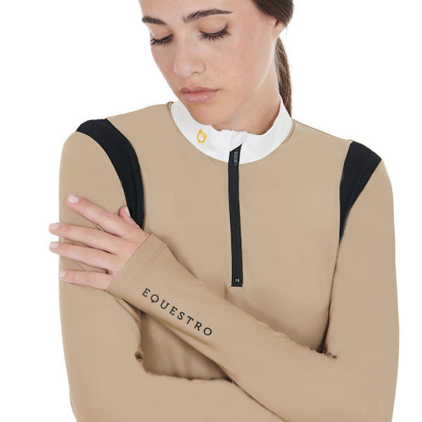 Equestro Technical Fabric Kortärmad Polotröja Beige L