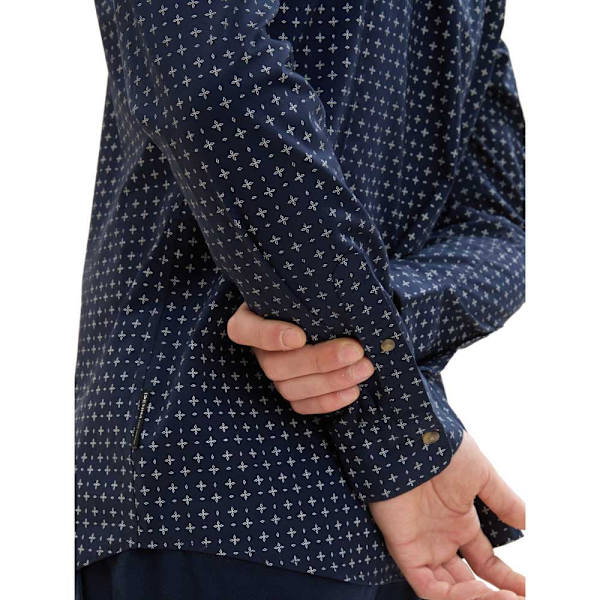 Tom Tailor Fitted Printed Poplin Skjorte Med Lange ærmer Blå L Mand