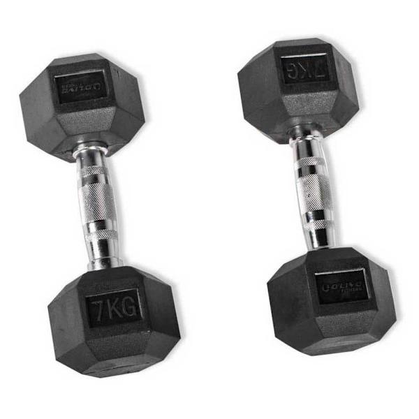 Olive Hantlar Par Rubber Hex 7kg Svart,Silver 7 kg