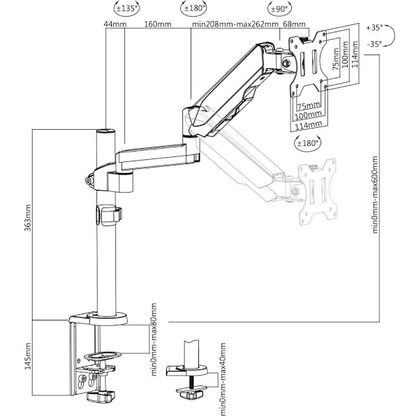 V7 Support Touch Adjust Monitor Mount Sort