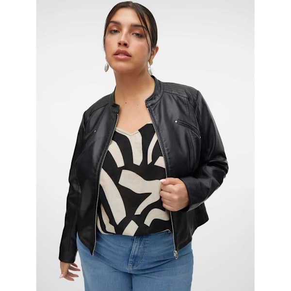 Vero Moda Curve Cfavodona Læderjakke Sort 52 Kvinde