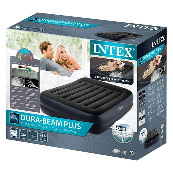 Intex Dura-beam Standard Oppustelig Madras Pillow Rest Sort