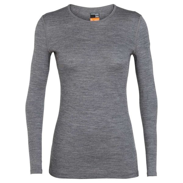 Icebreaker Langærmet T-shirt 200 Oasis Crew Merino Grå L Kvinde