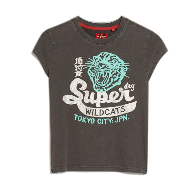 Superdry Embellished Poster Cap Slv Lyhythihainen T-paita Harmaa XS Nainen
