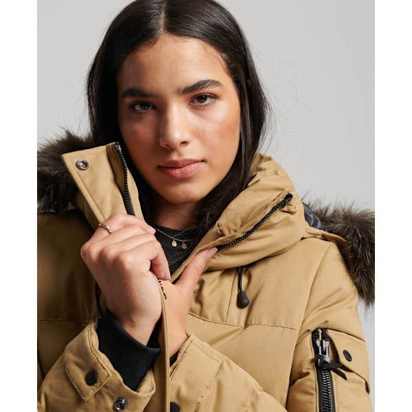 Superdry Jacka Mf Faux Fur Hooded Brun M Kvinna