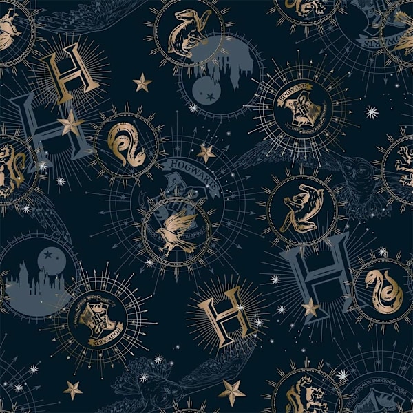Play Fabrics Nordic Case Med Bomuldsknapper Til Harry Potter Gold 180x240 Cm Seng