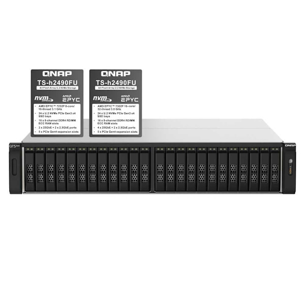 Qnap Ts-h2490fu-7302p-128g Netværks-nas-harddisk Sort, Grå