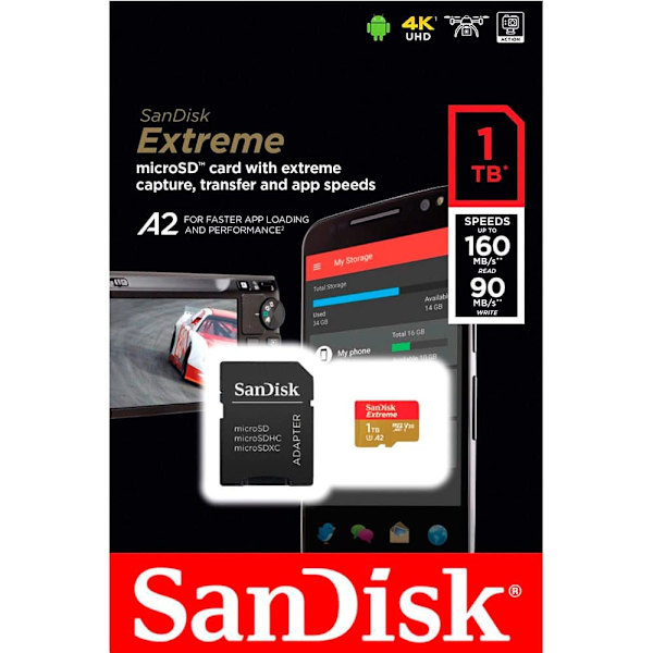 Sandisk Hukommelseskort Micro Sdxc V30 A2 1tb Extreme Sort