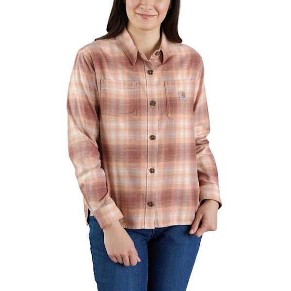 Carhartt Langærmet Flannelskjorte Med Løs Pasform Rugged Flex Brun S