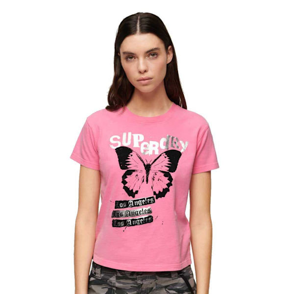 Superdry Lo-fi Rock Graphic Monteret Indigo Workwear Cap Rosa S Kvinde