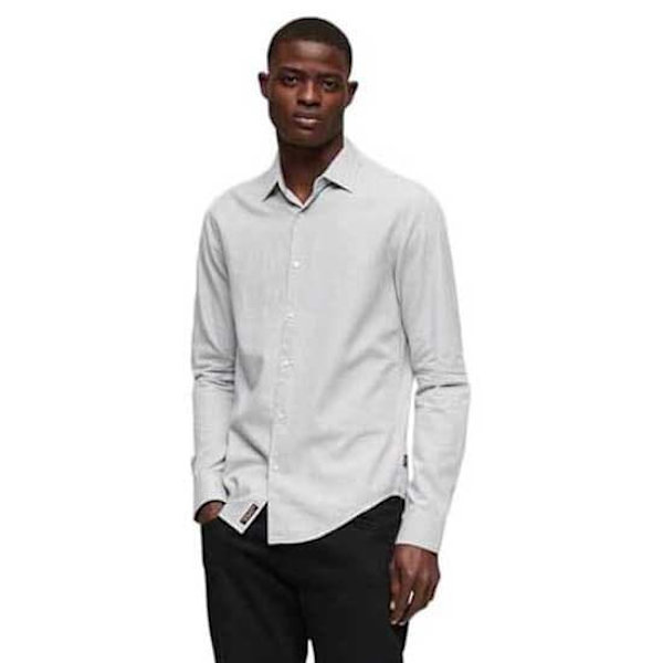Superdry Cotton Smart Skjorte Med Lange ærmer Grå 3XL Mand