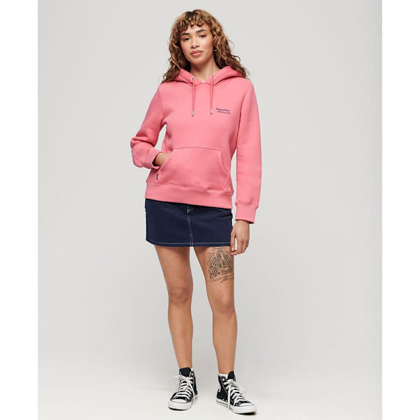Superdry Essential Logo Tröja Med Huva Rosa S Kvinna