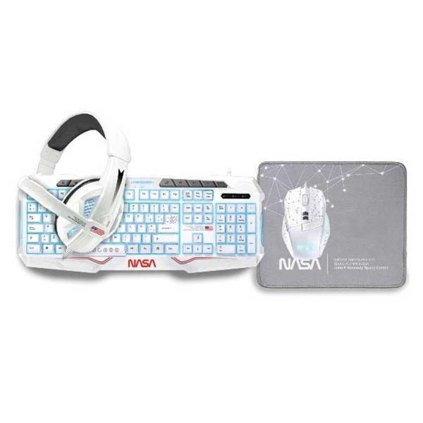 Nasa Gaming Kit Keyboard Mouse Høretelefoner Nasa-andromeda4in1-w