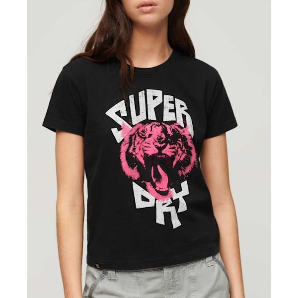 Superdry Indigo Workwear Cap Lo-fi Rock Graphic Fitted T-shirt Med Korta ärmar Rosa L Kvinna