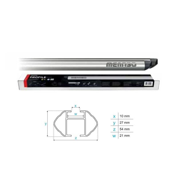 Menabo Profile 54x21 Mm Kattotelineet Hopeinen XL