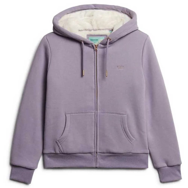 Superdry Essential Borg Lined Sweatshirt Med Lynlås Lilla XS Kvinde