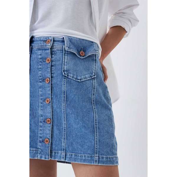 Salsa Jeans Denim Kjol Push In Secret Glamour Buttons Blå 30 Kvinna