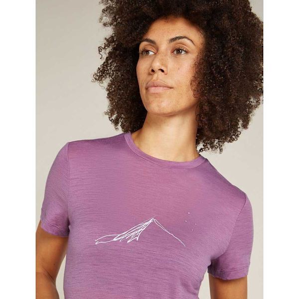 Icebreaker Merino 150 Tech Lite South Constellation T-shirt Med Korte ærmer Lilla XS Kvinde