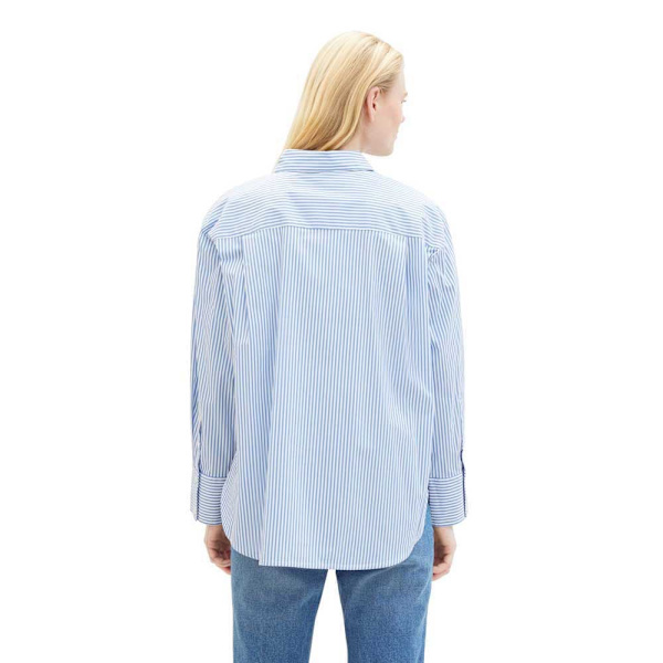 Tom Tailor Striped Poplin Skjorta Blå M Kvinna