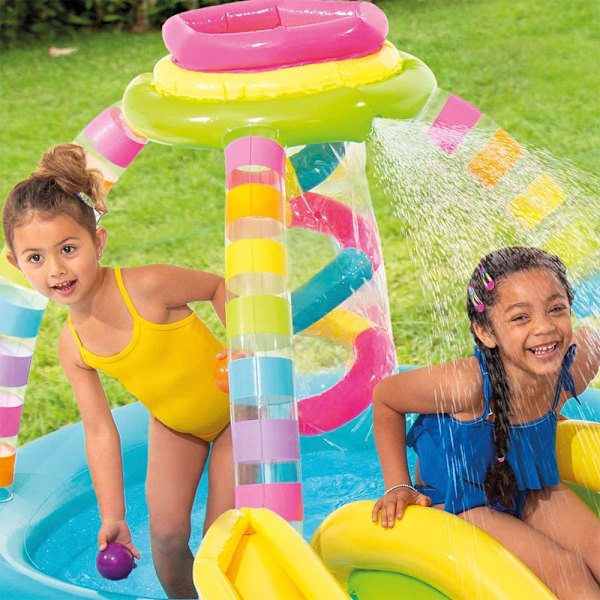 Intex Uppblåsbar Pool Regnbågsspel Med Rutschkana 2.95x1.91x1.09 Cm 206l Flerfärgad