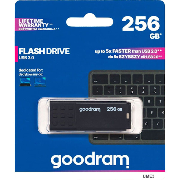 Goodram Ume3 Usb 3.0 256gb Usb-nøgle Søvfarvet Sort