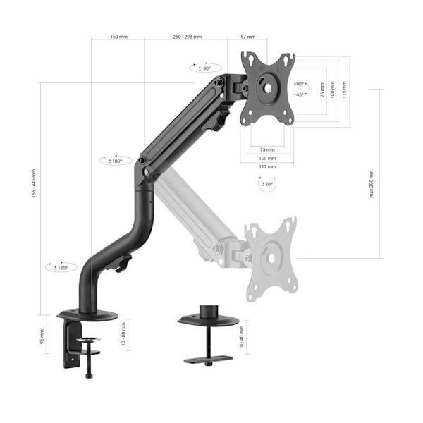 Aisens Monitorstativ Dt32tsr-139 Silver
