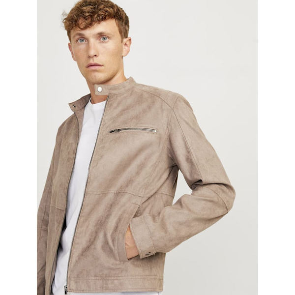 Jack & Jones Dylan Biker Læderjakke Beige L Mand