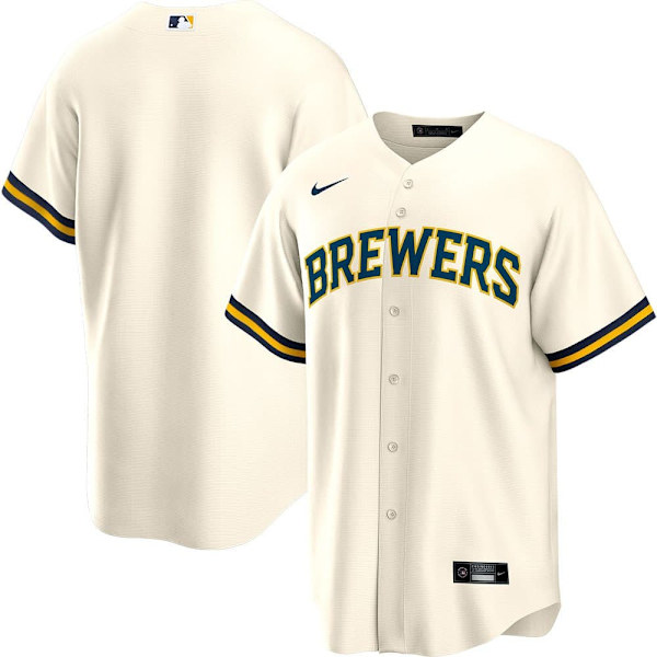 Nike Kortærmet T-shirt Milwaukee Brewers Replica Official Replica Home Beige S