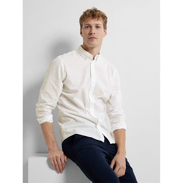 Selected Lang ærmet Skjorte Slimrick-poplin Hvid XL Mand
