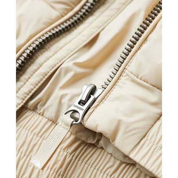 Superdry Puffer Jakke Crop Fuji Beige XS Kvinde