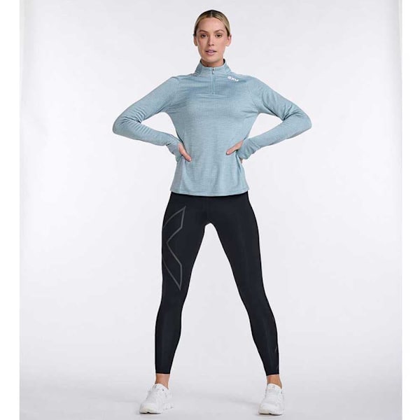 2xu T-shirt Med Halv Dragkedja Ignition Grå L Kvinna