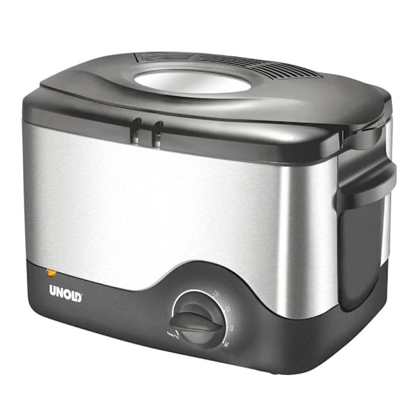 Unold Frituregryde 58615 Compact 1.5l 1200w Søvfarvet 1.5 Liters / EU Plug Sort, Rustfrit stål