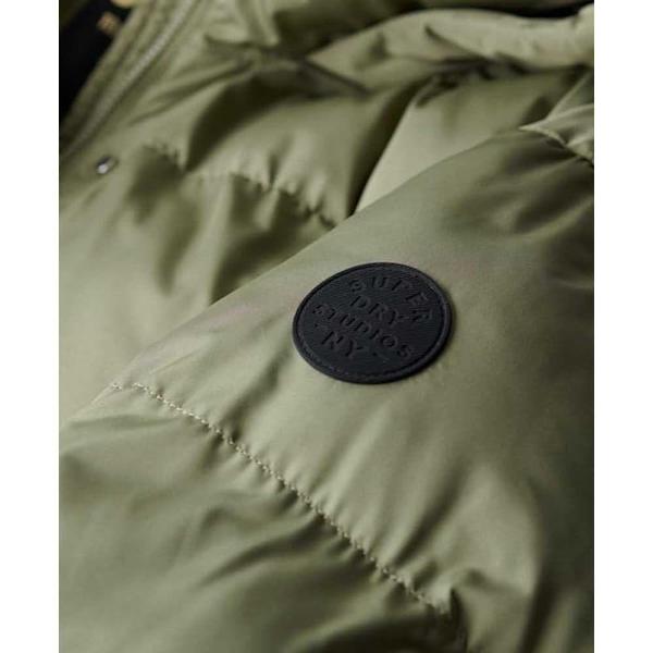 Superdry Pufferjacka Longline Grönt L Kvinna