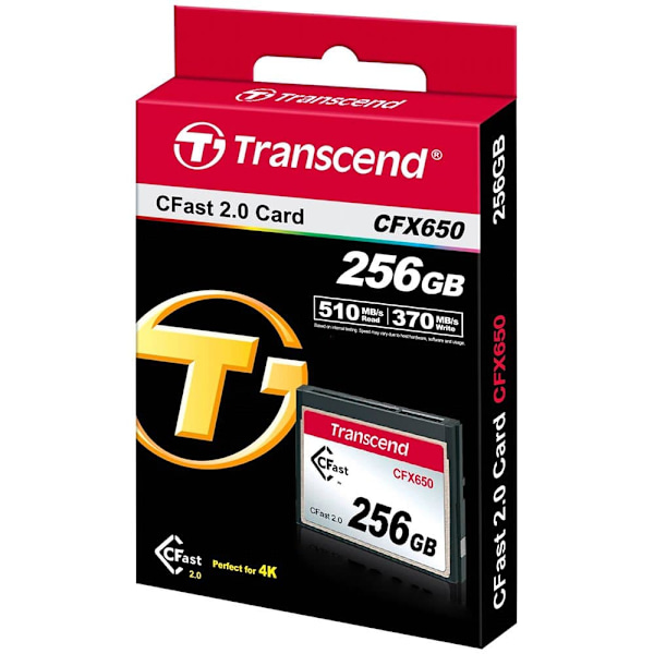 Transcend Hukommelseskort Cfast 2.0 Cfx650 256gb Sort,Søvfarvet