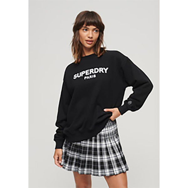 Superdry Besætning Hals Sweater Sport Luxe Loose Sort XS Kvinde