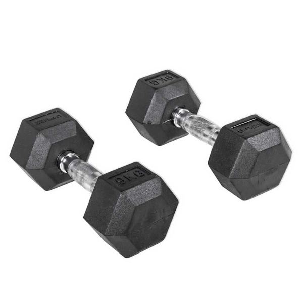 Olive Rubber Hex 9kg Pair Sort,Søvfarvet 9 kg