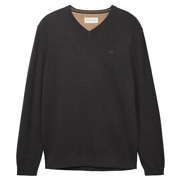 Tom Tailor V-hals Sweater 1038427 Basic Knit Sort 3XL Mand