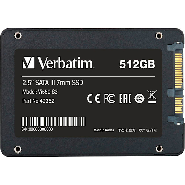Verbatim Hårddisk Vi550 Ssd Sata 3 512gb Svart