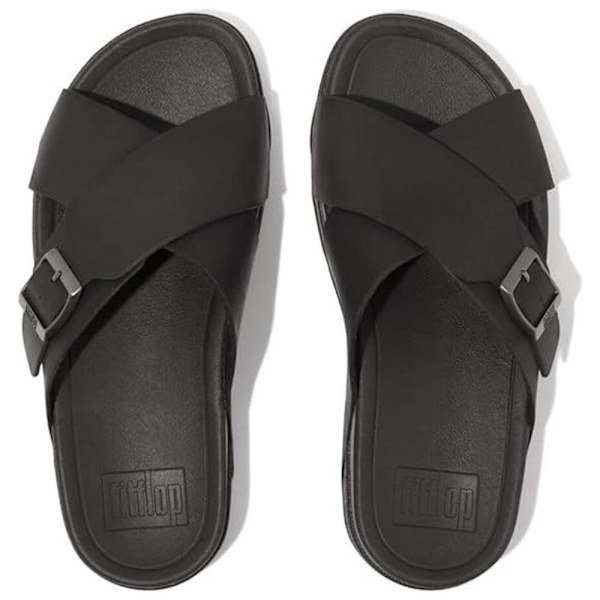 Fitflop Slides Surfer Buckle Nubuck Cross Svart EU 43 Man