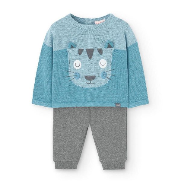 Boboli Knit Langærmet Sæt Blå,Grå 9 Months