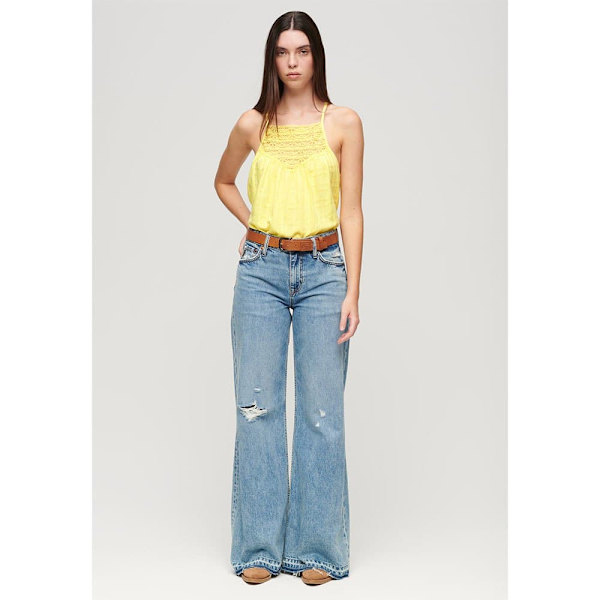 Superdry Lace Beach ærmeløs T-shirt Gul XS Kvinde