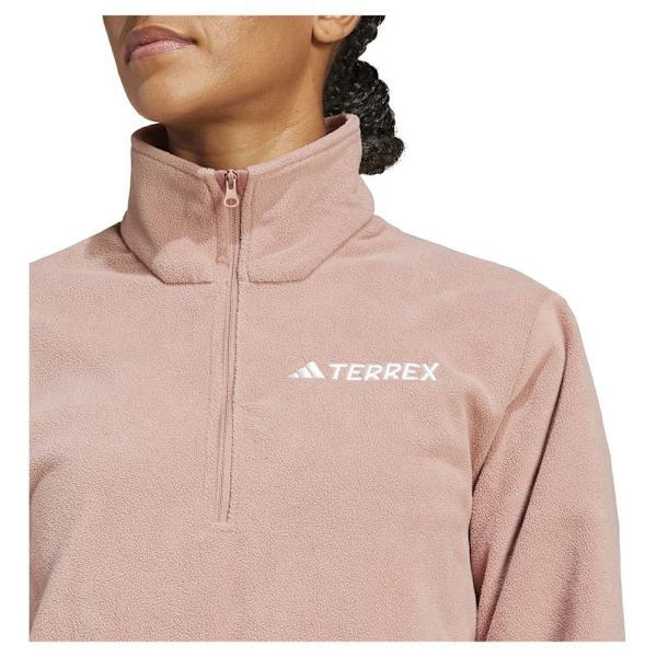 Adidas Multi Essentials Fleece Med Halv Dragkedja Beige L Kvinna