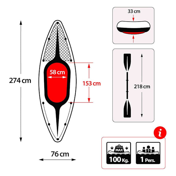 Intex Kajak Challenger K1 Grönt 274 x 76 x 33 cm