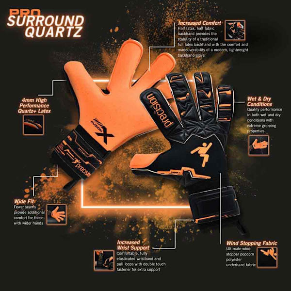 Precision Målmandshandsker Fusion X Pro Surround Quartz Orange,Sort 9.5