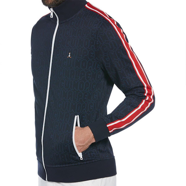 Original Penguin Double Knit Aop Logo Jakke Blå S Mand