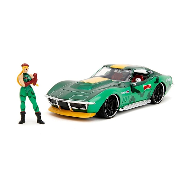 Jada Street Fighter Ii Cammy 1969 Chevrolet Corvette 1:24 Grönt