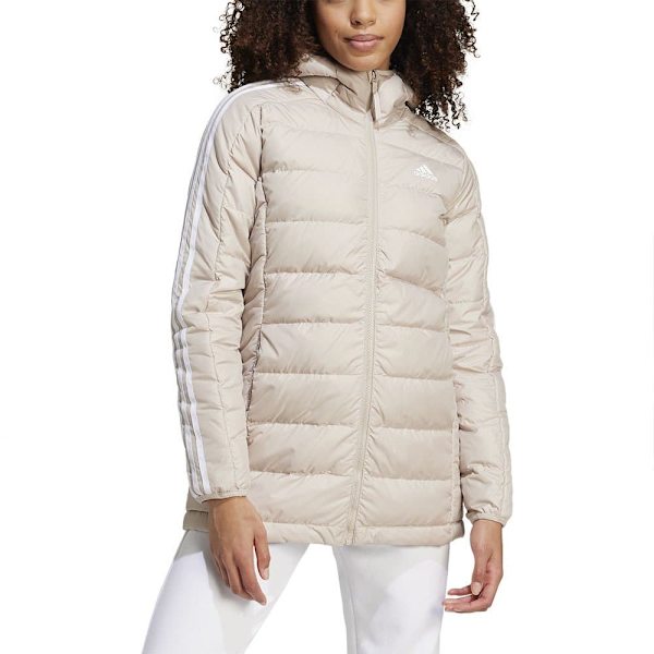 Adidas Essentials 3 Stripes Light Down Parka Beige M Nainen